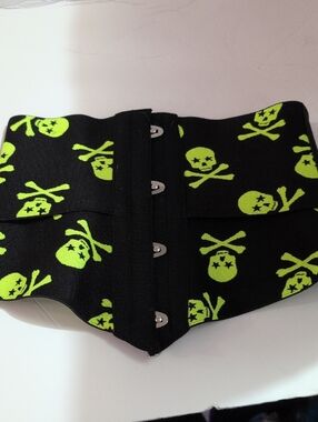 Skull Print Neon Green & Black Waist Belt